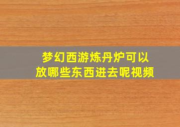 梦幻西游炼丹炉可以放哪些东西进去呢视频