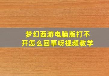 梦幻西游电脑版打不开怎么回事呀视频教学