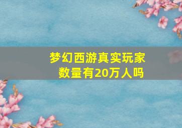 梦幻西游真实玩家数量有20万人吗