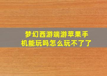 梦幻西游端游苹果手机能玩吗怎么玩不了了