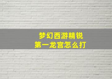 梦幻西游精锐第一龙宫怎么打