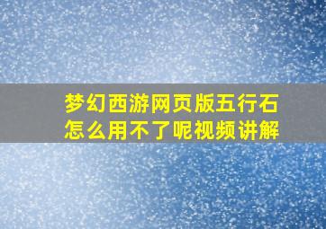 梦幻西游网页版五行石怎么用不了呢视频讲解