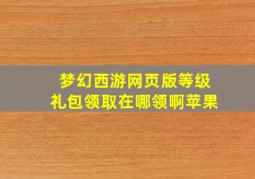 梦幻西游网页版等级礼包领取在哪领啊苹果