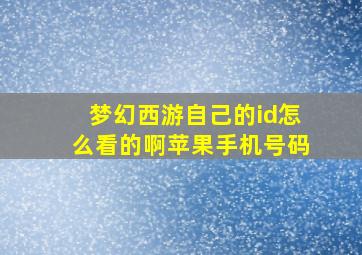 梦幻西游自己的id怎么看的啊苹果手机号码