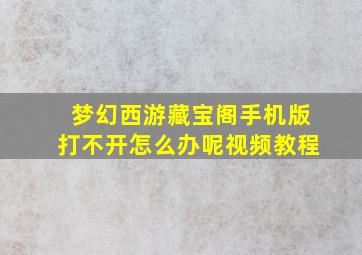 梦幻西游藏宝阁手机版打不开怎么办呢视频教程