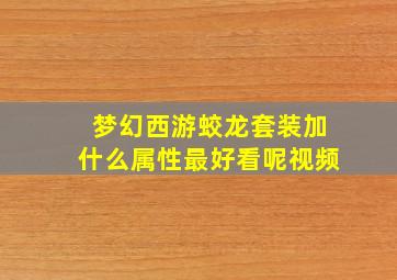 梦幻西游蛟龙套装加什么属性最好看呢视频