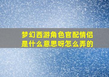 梦幻西游角色官配情侣是什么意思呀怎么弄的