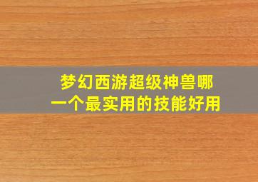 梦幻西游超级神兽哪一个最实用的技能好用