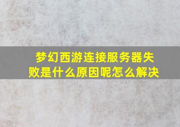 梦幻西游连接服务器失败是什么原因呢怎么解决