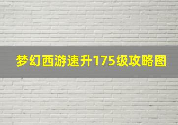 梦幻西游速升175级攻略图