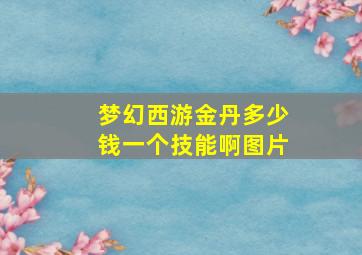 梦幻西游金丹多少钱一个技能啊图片