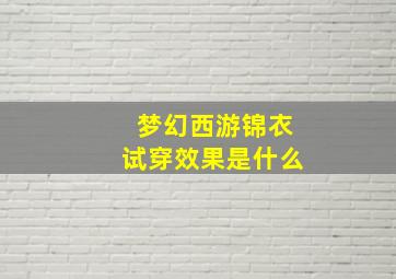 梦幻西游锦衣试穿效果是什么