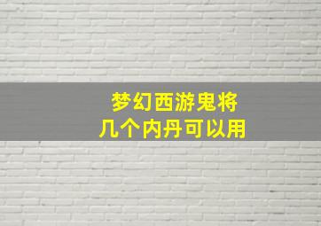 梦幻西游鬼将几个内丹可以用