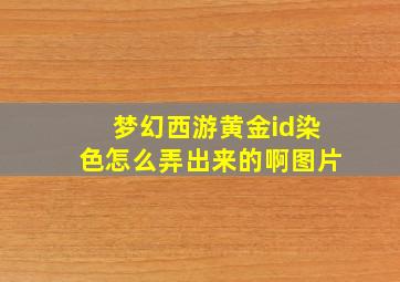 梦幻西游黄金id染色怎么弄出来的啊图片