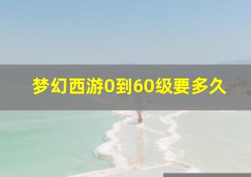 梦幻西游0到60级要多久