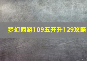 梦幻西游109五开升129攻略