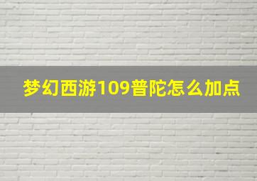 梦幻西游109普陀怎么加点