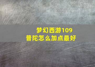 梦幻西游109普陀怎么加点最好