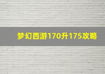 梦幻西游170升175攻略