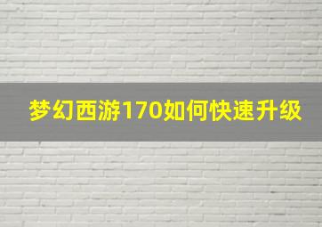 梦幻西游170如何快速升级