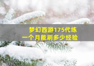 梦幻西游175代练一个月能刷多少经验