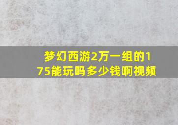 梦幻西游2万一组的175能玩吗多少钱啊视频