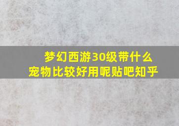 梦幻西游30级带什么宠物比较好用呢贴吧知乎