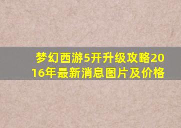 梦幻西游5开升级攻略2016年最新消息图片及价格