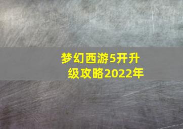 梦幻西游5开升级攻略2022年