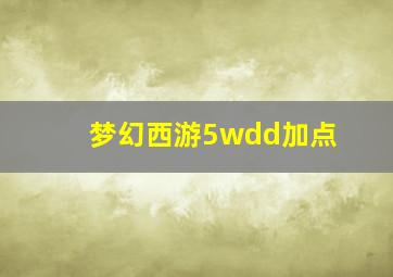 梦幻西游5wdd加点