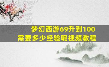 梦幻西游69升到100需要多少经验呢视频教程