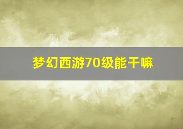 梦幻西游70级能干嘛