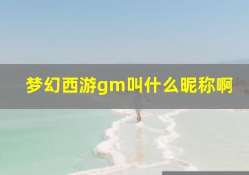 梦幻西游gm叫什么昵称啊