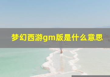 梦幻西游gm版是什么意思