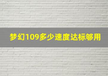 梦幻109多少速度达标够用