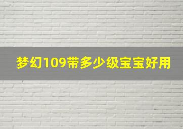 梦幻109带多少级宝宝好用