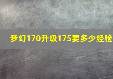 梦幻170升级175要多少经验