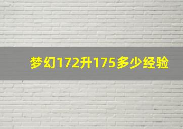 梦幻172升175多少经验