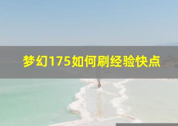 梦幻175如何刷经验快点