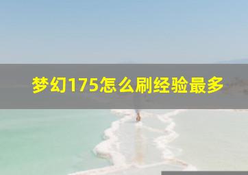 梦幻175怎么刷经验最多