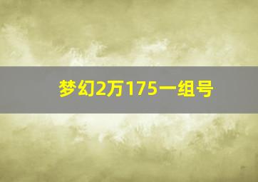 梦幻2万175一组号