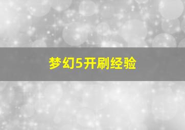 梦幻5开刷经验