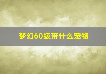 梦幻60级带什么宠物