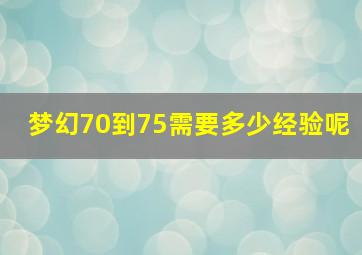 梦幻70到75需要多少经验呢