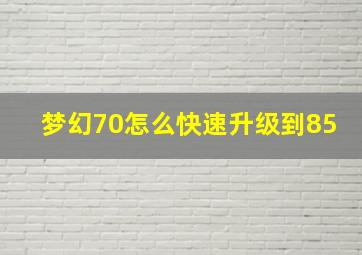 梦幻70怎么快速升级到85