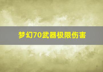 梦幻70武器极限伤害