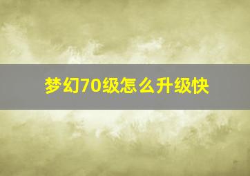 梦幻70级怎么升级快