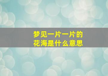 梦见一片一片的花海是什么意思