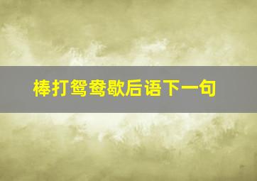 棒打鸳鸯歇后语下一句