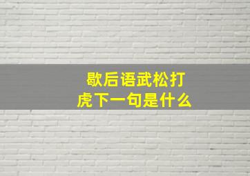 歇后语武松打虎下一句是什么